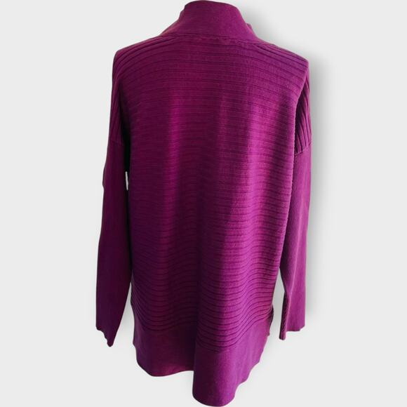Soft Surroundings Boheme Sweater V Neck Long Sleeve Ribbed Textured Purple Large - Picture 3 of 10